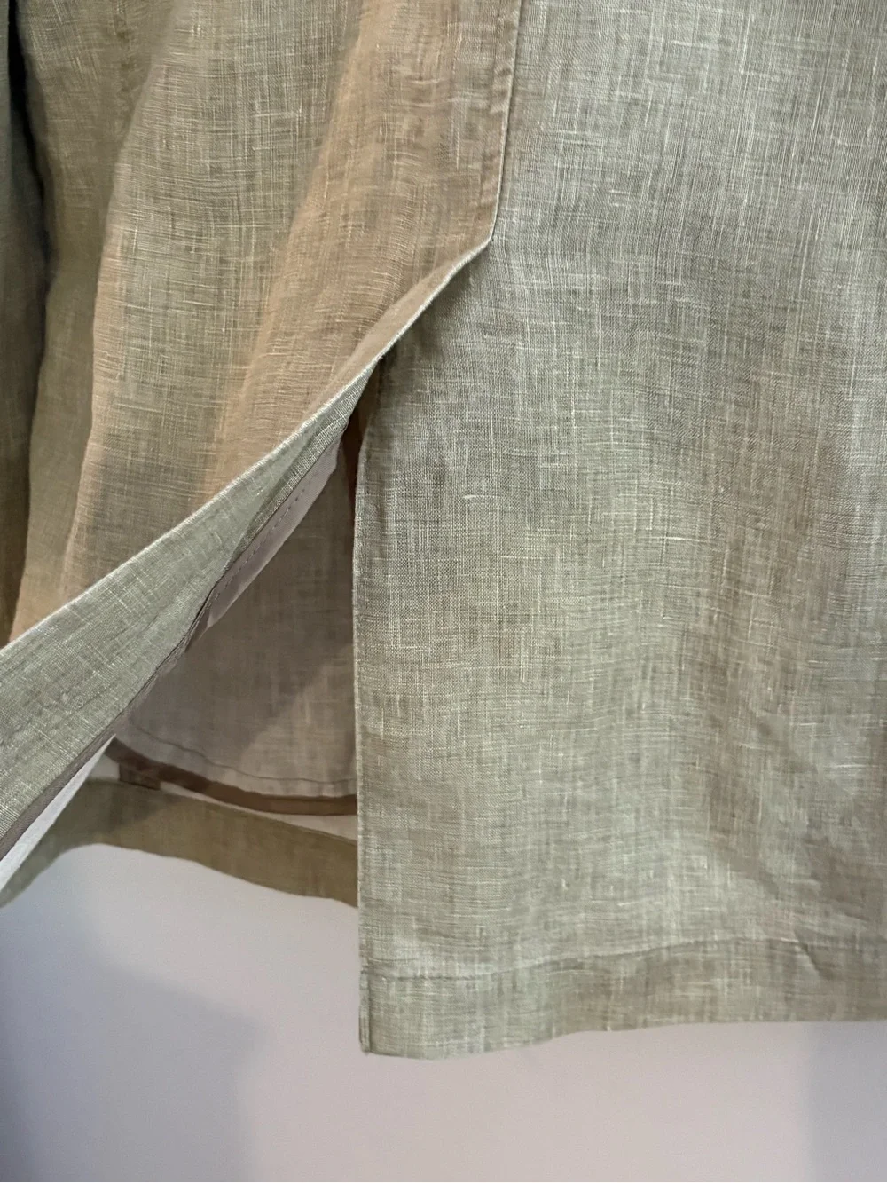 Material London 100% Linen Men's Beige/Khaki Sport Coat Two Button Blazer Sz:L